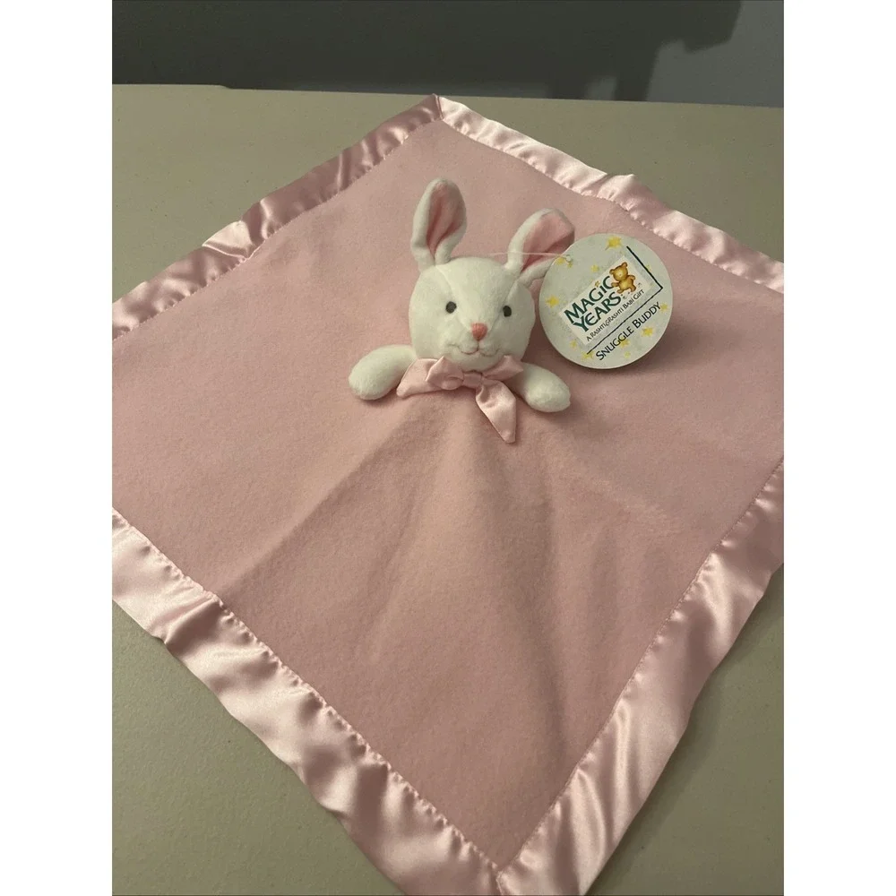 VTG Pink Bunny Rabbit Lovey Snuggle Buddy Magic Years Rashti Babi Gift Satin Toy